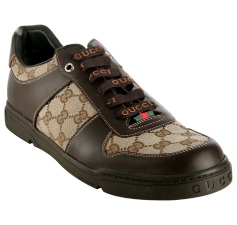 mens gucci sneakers brown|Gucci gg canvas sneakers.